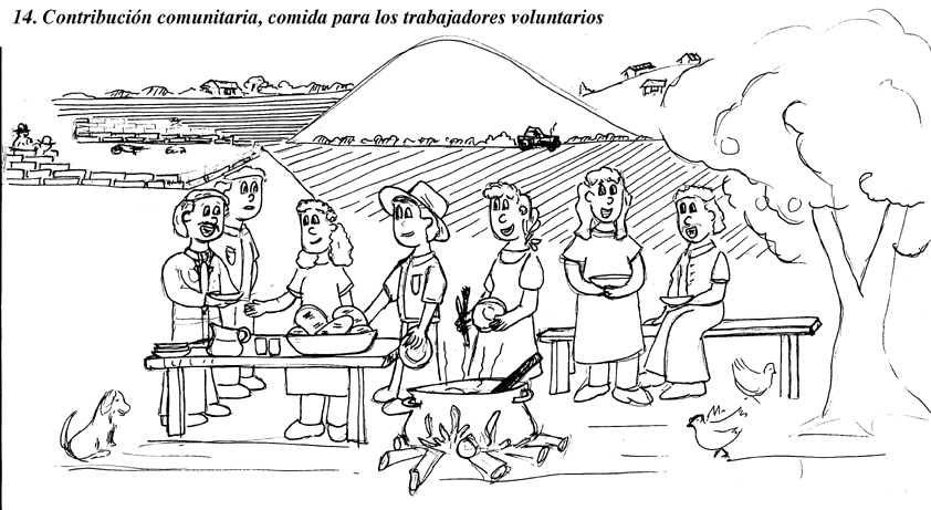 Ilustración 14, Contribución comunitaria; comida para los trabajadores voluntarios