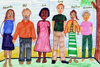 Drawing of the Phil Bartle Family by Swiss children