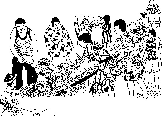 Ilustración 2: Contribución comunitaria, excavación de una zanja