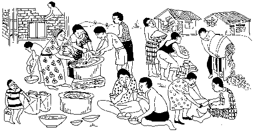 Ilustraţia Paisprezece: Contribuţia comunităţii: mese pentru lucrătorii voluntari
